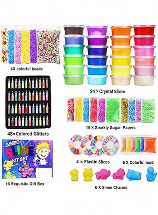 Slime Kit for Kids - Stress Relief Toy, Boys Girls Art Craft, Crystal Clear Slime, Glitter, Fruit Slices, Fishbowl Beads Girls Toys Gifts for Kids Age 6+ Year Old - view 4